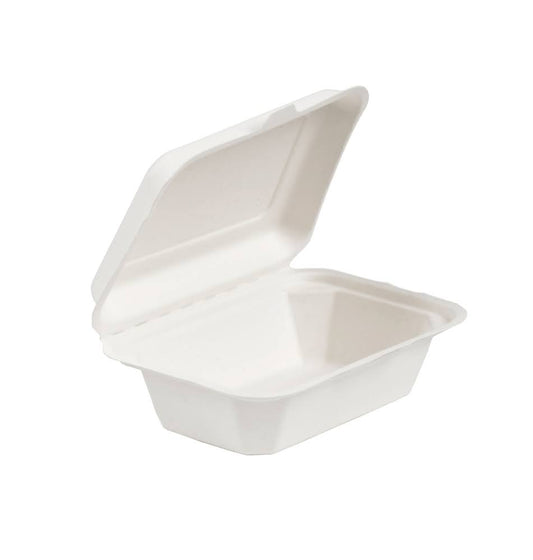 7" X 5" Bagasse Clamshell Lunch Box