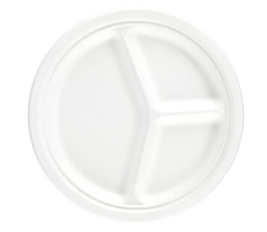 10" Bagasse 3 Compartment Plate