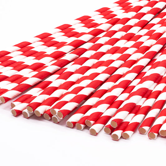 PAPER STRAWS - RED / WHITE STRIPED