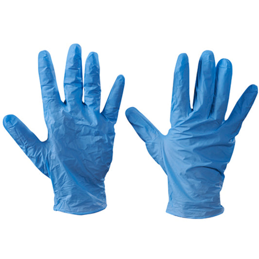 DISPOSABLE VINYL GLOVES / POWDER FREE / BLUE - Medium / Large / X-Large