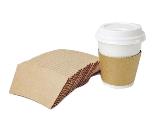 UNPRINTED BROWN PAPER SLEEVES TO FIT - 10-16oz Cups / 2000 Qty